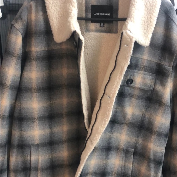 Lucky Brand Blue and Tan Heavy Duty Faux Fur lined Jacket - Picture 6 of 7